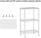 Golpart Small Shelves Storage Wire Metal Adjustable Shelf Unit with Wheels - Image 4