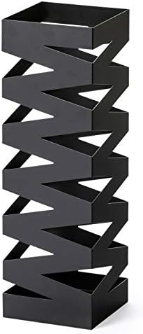 Mango Steam Metal Square Tall 20 Inch Umbrella Holder (Zig-Zag Black) by MangoSteam