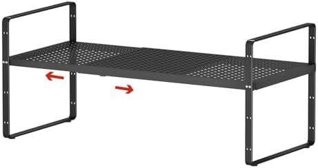 Expandable Cabinet Shelf Organizers, 16.5"~27''L, Black by jkxoo