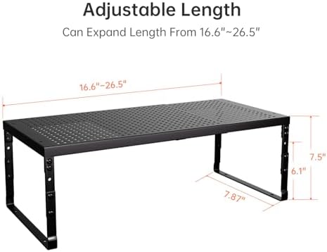 Cabinet Shelf,Expandable Adjustable Stackable Kitchen Organizer,for cabinets, Kitchens, countertops, bathrooms Shelf Organizer (2Packs/Black,Medium) - Image 3