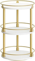 Yatiney 3-Tier Lazy Susan, Rotating Spice Rack, Spinning Organizer, Industrial Turntable Spice Rack for Cabinet, Kitchen Countertop, Pantry, White and Gold SR23DW by Yatiney