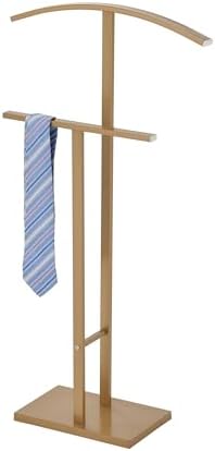 KB Designs - Metal Suit Valet Stand Clothing Organizer, Clothes Rack, Jacket Hanger, Tie Hanger (Gold) - Image 2
