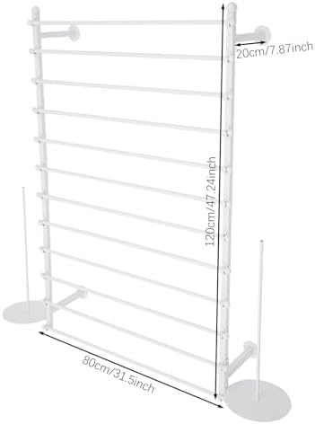 Ribbon Storage Organizer, Wall Mounted Ribbon Organizer, 12-Tier Metal Gift Wrapping Paper Rack, Spool Tie Scarf Hijab Belt Towel Hanger, for Home, Craft Room, Flower Shop, White, 31.5in Wide - Image 2