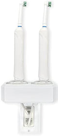 Electric Toothbrush Holder, Wall Mount, Compatible with Oral-B, Holds 2 Chargers, Mounts on Single GFCI/Decora Outlet ONLY. (Charger/Brushes NOT Included), White, OB2C-GSSV by HOYT+DESIGN