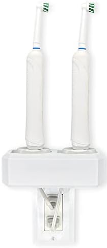 Electric Toothbrush Holder, Wall Mount, Compatible with Oral-B, Holds 2 Chargers, Mounts on Single GFCI/Decora Outlet ONLY. (Charger/Brushes NOT Included), White, OB2C-GSSV by HOYT+DESIGN