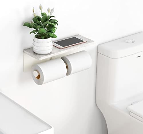 Gypie Double Toilet Paper Holder, Toilet Paper Wall Mount, White Marble - Image 2