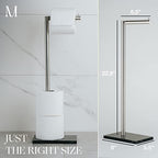 MARMOLUX ACC Free Standing Brushed Nickel Toilet Paper Holder Stand - 4 Jumbo Roll Bathroom Hardware - Standing Toilet Paper Holder - Stainless Steel Toilet Paper Stand - Brushed Steel/Black Marble - Image 5