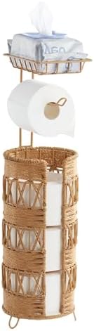 Freestanding Toilet Paper Holder, Idealmax Handmade Rattan Toilet Paper Roll Holder Stand for 4 Mega Rolls for Bathroom Storage - Image 6
