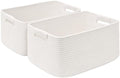 2 Pack Large Storage Basket for Organizing, 17.5"x13"x7" Woven Basket for Shelves, Closet Cube Storage Bins with Wrapped Handle, Cotton Rope Baskets for Kitchen, Clothes, Toys(Off White) by Degeyoyo