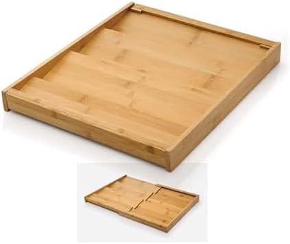 Copco Bamboo Expandable Spice Organizer Drawer and Counter Lazy Susan Turntable Style Tiered Rack - Adjustable 4-Tier Natural Wood Kitchen Spice Storage Organizer for Cabinet, Pantry, or Bathroom by Copco