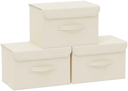 Cloth Storage Baskets with Handles,Beige 15x9.8x9.8in,3 Pack by Unknown