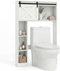 GIANTEX Over The Toilet Storage Cabinet - Freestanding Bathroom Organizer with Sliding Barn Door & Storage Shelves, Multifunctional Bathroom Toilet Rack for Bathroom, Restroom, Laundry (White) by Giantex
