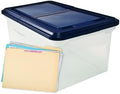 Innovative Storage Designs 55797 File Tote with Hinged Lid, Letter, Plastic, Clear/Navy by Advantus
