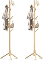 Aliphon Wooden Coat Rack Stand, Freestanding Coat Rack with 8 Hooks, 3 Adjustable Size Coat Tree for Hats, Coats, Scarves bags, Coat Hanger Stand Used in Bedroom/Office/Entryway,2 PCS (Natural) by Aliphonbyningge_ysHOME