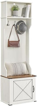 VASAGLE Hall Tree with Bench and Shoe Storage, 3 Tri-Hooks, Hinged Door by VASAGLEbySONGMICSHOME