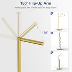 Brushed Gold Toilet Paper Holder Stand Freestanding Toilet Paper Stand - Image 4