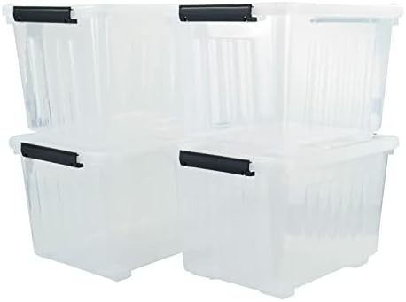 4-pack 50 Quarts Large Clear Plastic Storage Boxes with Wheels by EudokkyNA