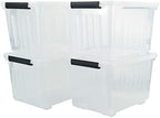 4-pack 50 Quarts Large Clear Plastic Storage Boxes with Wheels by EudokkyNA