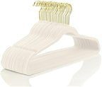 MIZGI Premium Velvet Hangers Pack 40 Pcs Heavy Duty - Non Slip Felt Hangers - Velvet Suit Hangers Ivory with Gold Hooks,Space Saving Clothes Hangers by MIZGI
