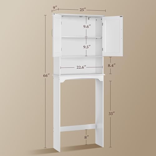 Yaheetech Over the Toilet Storage Cabinet, Bathroom Organizer, White - Image 3