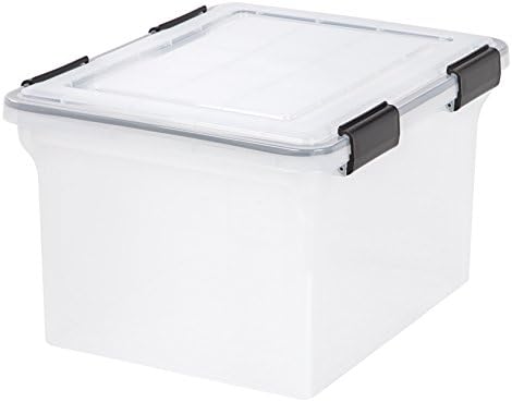 IRIS USA WeatherPro Storage File Box, 32 Qt. 6-Pack, Clear/Black - Image 4