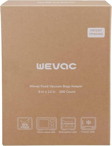 Wevac 8"x12" Vacuum Sealer Bags for Food, 200 Precut Quart Bags, Keeper Box - Image 2