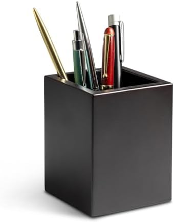 Executive Gift Shoppe | Cherry Finish Wood Personalized Pen and Pencil Cup - Image 3