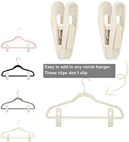 TOFIIGREM Beige Velvet Hangers Clips 50 PCS, Non-Slip Velvet Skirt Hanger Clips for Ivory/Beige Velvet Hangers, Strong Finger Clips Perfect for Thin Velvet Hangers Skirt Pant Suit Velvet Hangers - Image 2
