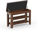 Shoe Bench for Entryway, Solid Rubberwood Shoe Bench with Hidden Storage, Adjustable 2-Tier Shelves & Soft PU Leather Seat, Shoe Rack Durable Easy Assembly for Hallway or Bedroom - Brown, 31.5" by Rosedate