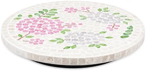 PEMAR 12.6” Pink Hydrangea Capiz Shell Lazy Susan, Handcrafted Dining Table Décor & Table Centerpiece, Elegant Beach House & Farmhouse Home Decor, Luxury Hostess & Housewarming Gift - Image 3