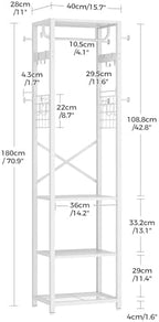 CHOEZON Coat Rack with Shelves, Freestanding Hall Tree, Coat Tree with 16 Hooks and Hanging Rail, Industrial Clothes Stand for Entryway, Hallway, Bedroom, White TYM18WB - Image 6