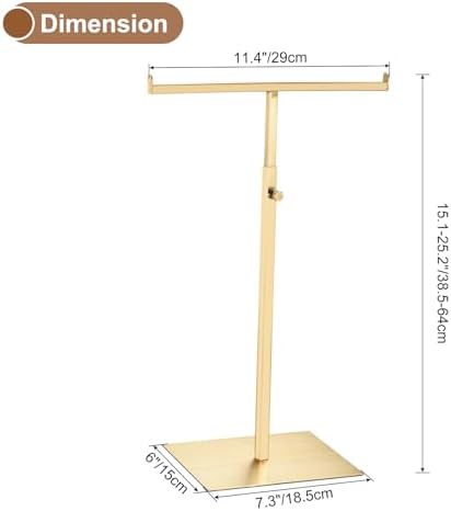 uxcell Purse Display Stand T Shaped Metal Adjustable Handbag Rack Double Hook Holder Necklace Organizer for Home Boutique Store - Gold - Image 2