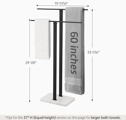 KES Matte Black Standing Towel Rack for Bathroom, Heavy Marble Base, 2-Tier - Image 6