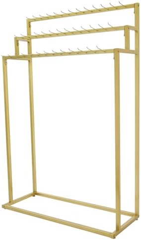 Modern Floor Standing Belt Hanger, Belt Display Stand with 39 Hooks Metal Belt Rack Organizer Storage Shelf for Belt Ties Scarf Bags, Gold - Image 7