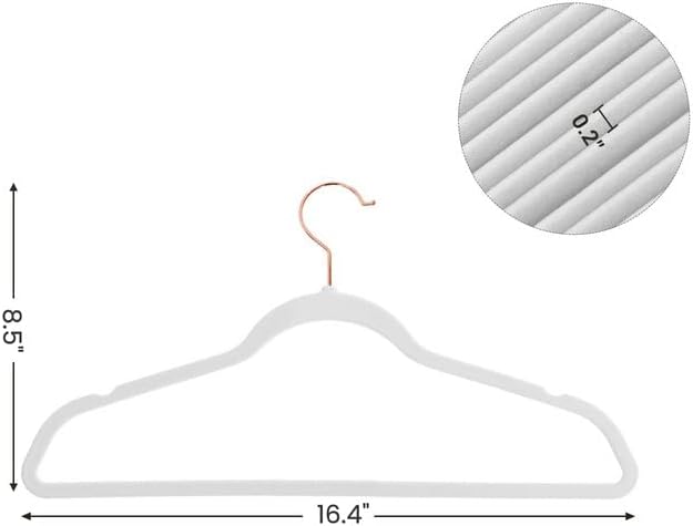 SONGMICS Velvet Hangers 30 Pack, Non-Slip Hangers with Rose Gold-Colored Swivel Hooks, Slim Space-Saving Hanger, Velvet Hanger for Closet, Heavy-Duty, White UCRF026W30 - Image 5