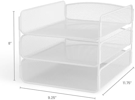 Safco Onyx Desk Organizer, 3 Trays, Office and Classroom Mailbox, Paper and Mail Sorter, Steel Mesh, White - Image 3