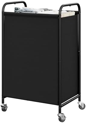 GRANNY SAYS Laundry Hamper, Large Cart with Wheels and Handles, Black, 110L by GRANNYSAYS