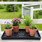 Medium Rubber Boot Tray with Raised Scrollwork, 2" Deep Mud & Water Catcher for Shoes, Pets & Plants – Black - Image 4