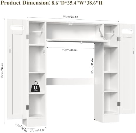 Keyluv Short Over the Toilet Storage Cabinet with Doors for Small Bathrooms - Image 3