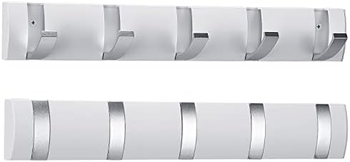 Wesiti 2 Pack Wall Mounted Coat Rack, 5 Foldable Hooks, White by Unteilti