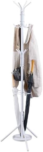 Kitsanery Coat Rack Freestanding,Metal Coat Tree with Umbrella Holder,Hat and Coat Rack Stand for Entryway, Hallway, Living Room, Bedroom (White) by Kitsanery