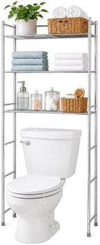 Honey-Can-Do Over-the-Toilet Bathroom Storage Shelf, Steel, Chrome, 4-Tier by Honey-Can-Do
