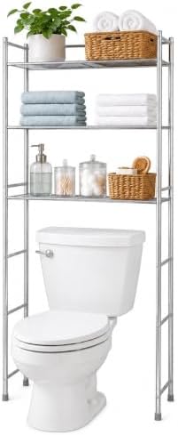Honey-Can-Do Over-the-Toilet Bathroom Storage Shelf, Steel, Chrome, 4-Tier by Honey-Can-Do