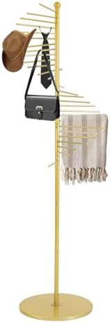 67" Freestanding Scarf Hanger, 30 Tiers Metal Hijab Organizer, Tall Spiral Scarf Holder Display Stand, Purse Rack for Clothing Store Home (Gold) by Unknown