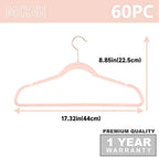 MIZGI Velvet Hangers 60 Pack Non Slip Heavy Duty Blush Pink Rose Gold Hooks - Image 6