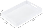 KEVLANG Glossy White Sturdy Acrylic Serving Tray with Handles-12x20 Inch-Serving Coffee Appetizer Breakfast-Kitchen Countertop Makeup Drawer Organizer-Vanity Table Ottoman Decorative Tray - Image 2