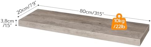 HOOBRO Floating Shelves for Wall, Wall Mounted Shelf Set of 2, 31.5" Hanging Shelf with Invisible Brackets, for Wall Decor Storage in Bathroom Bedroom Kitchen Living Room Office, Greige BG80BJP201 - Image 3
