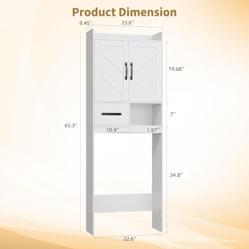 Garvee Over the Toilet Storage Cabinet with Adjustable Shelf, White - Image 2