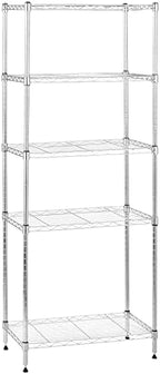 Amazon Basics 5-Shelf Adjustable Storage Shelving Unit for Garage, Steel Wire Rack, 200 Pound Loading Capacity per Shelf, 23.2" x 13.4" x 60", Chrome Finish by AmazonBasics