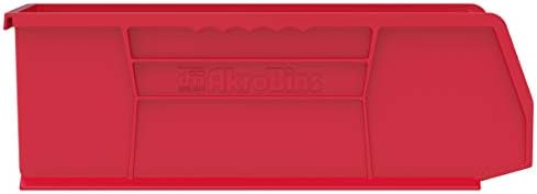 Akro-Mils 30234 AkroBins Plastic Storage Bins, 15"x5"x5", Red, 12-Pack - Image 2